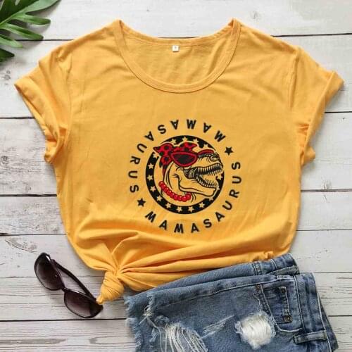 Mamasaurus Mom Shirt Dinosaur graphic funny women fashion street style cotton casual hipster vintage t shirt grunge tees tops