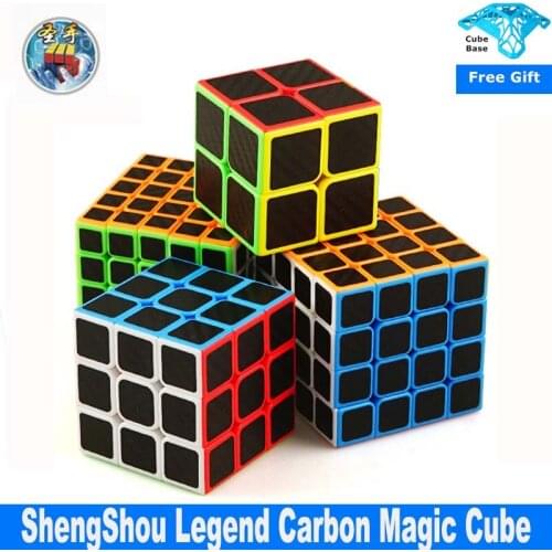 ShengShou Legend Carbon Fibre Sticker Magic Cube Set 2x2 3x3 4x4 5x5 Speed Cube Professional Cubo Magico Toys for Children