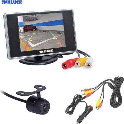 SMALUCK Wired 3.5" TFT LCD Car HD Monitor Rear View Camera Kit Reversing LED Car Camera Parking Assistance System Easy Connect