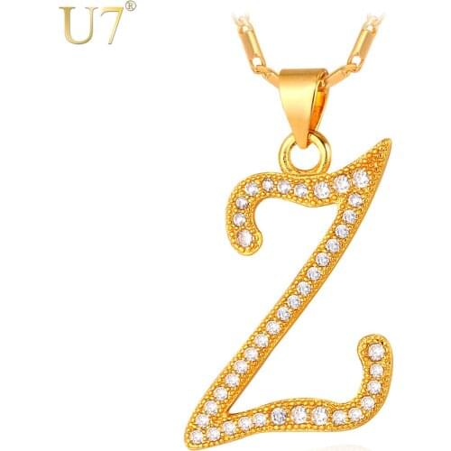 U7 Fashion Jewelry Z Letter Customized Necklace Women Men Gold Color 26 Alphabet Capital Initial Necklace P719