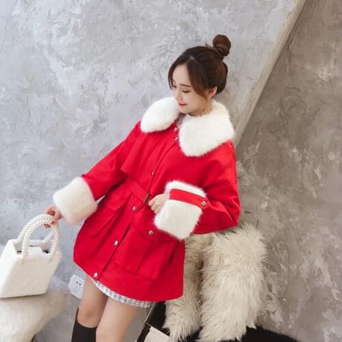 Thicken Denim Cotton Jacket Women 2020 New Autumn Winter Fashion Loose Rabbit Fur Collar Plus Cashmere All-Match Denim Coat A440