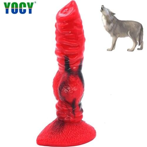 YOCY Animal Dildo Color Silicone Toys Realistic Wolf Fake Penis Adult Toys Fantasy Dildo Holder Masturbation Sex Toys For Women