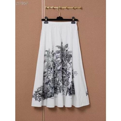 2021 Designer Fashion Summer Skirt Runway NEW Women Print Ladies Hot Sale Midi White Pleated Popular White Skirt