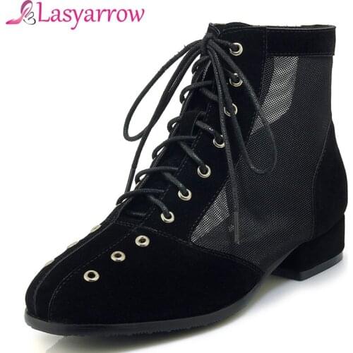Lasyarrow 2019 early spring new ladies trend Martin boots fashion high quality brand design mesh punk low heeled ladies boots