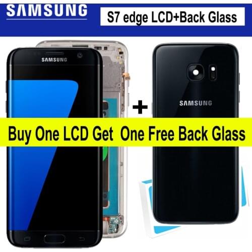 5.5'' Super AMOLED LCD for SAMSUNG Galaxy S7 edge Display G935F SM-G935FD Touch Digitizer Assembly Repair Parts with Back Glass