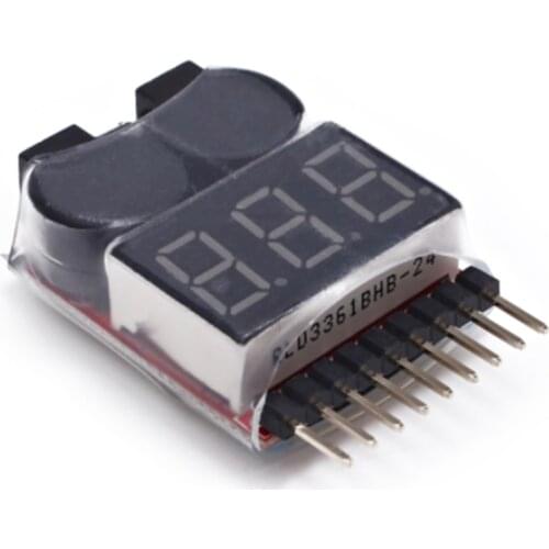 1Pcs 1S-8S Battery Voltage Meter Tester Low Voltage Buzzer Alarm Lipo Battery Voltage Indicator Tester For RC Drone Helicopter