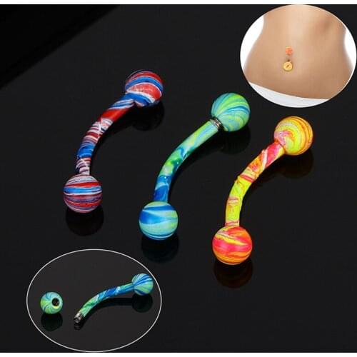 1pcs/3Pcs Flexible Navel Bar Barbell Rings Belly Button Piercing Fashion Women Body Jewelry Body Jewelry