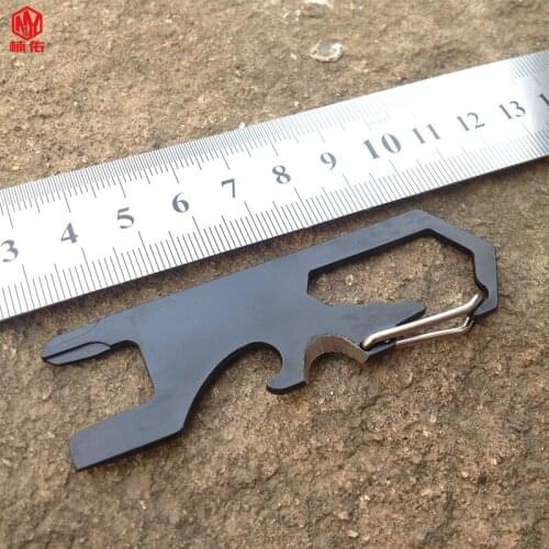 1PCS Outdoor Camping Bottle Opener Portable Screwdriver Mini Hexagon Wrench Rope Cutter Titanium Alloy Keychain