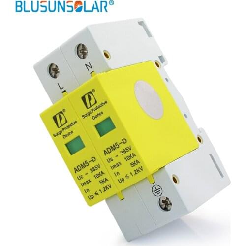 10 pieces lot Din Rail 35mm high quality lightning surge protectors 10KA 2P 385V surge protection device