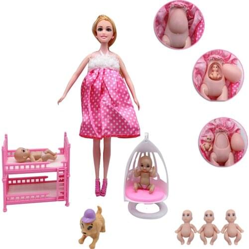 11.5" Big belly fashion Barbies mix mother and child combination package = mother + little doll girl best birthday Christmas gif