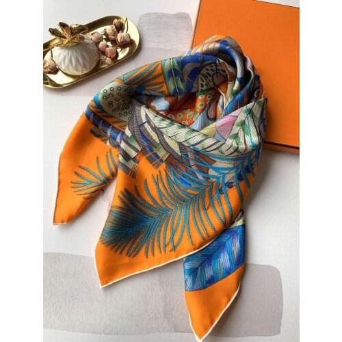 18 Momme Twill Real silk scarf Ladies 100% silk square scarf Women Thick Fashion Soft Luxury printed Hijab Foulard Big Shawl