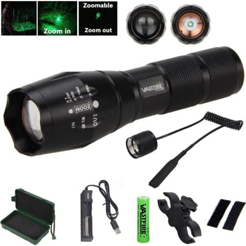 350 Yards Zoomable LED Tactical Flashlight 1 Mode Green Red Q5 Zoom LED Handheld Waterproof Flashlights Torch for Hunting