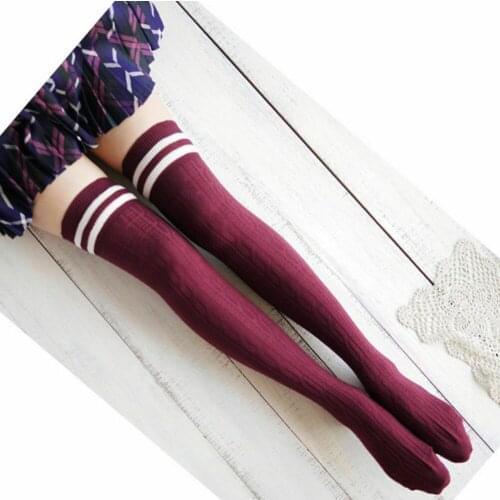 5 color Sexy Medias Fashion Striped Knee Socks Women Casual Thigh High Over The Knee Stockings Ladies Girls Warm Long Stocking