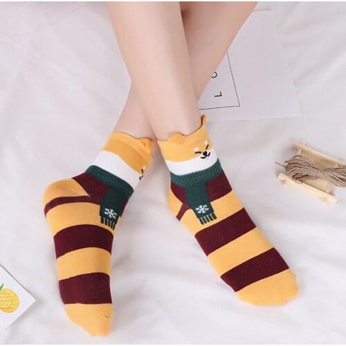 5 Pairs Fashion Colorful Kawaii Cute Cartoon Cotton Women Socks Harajuku Korean Cat Dog Owl Duck Fox Girl Socks