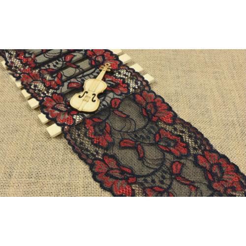 50yards/ lot 15cm black&red color Lace Ribbon Embroidery Decorated Sew Lace Collar Applique Trims Home Textiles Accessories 008
