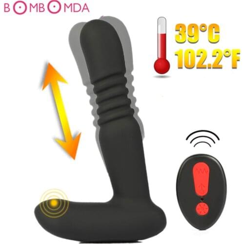 Anal Vibrator for Men Telescopic Male Prostate Massager Wireless Remote Control Dildo Vibrator Heating Butt Plug Anal Sex Toys