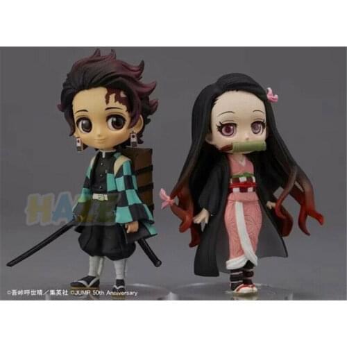 2pcs/set Demon Slayer Kimetsu no Yaiba Kamado Nezuko Q Ver Action Figure Toy Gift New
