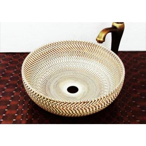 Europe Vintage Style Palace Design flower shaped ceramics vanity basin Art Countertop sinks bathroom ceramic wash basin