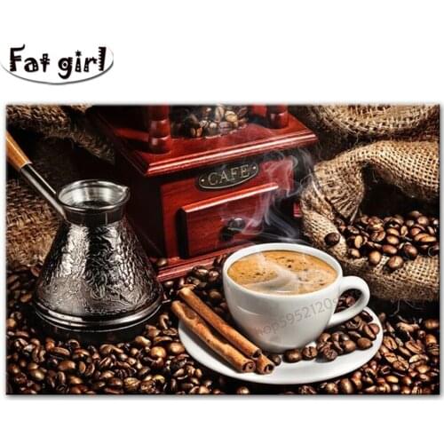 Art Decoration painting diamond painting 5D Embroidery mosaic Casual coffee picture cross stitch square round drill Wall Sticker
