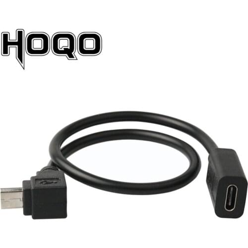 Up angle Micro USB Male to USBC Female Cable 90 degree MicroUSB to USB Type C Female Cord Sync Data Charge Cabo for smarphone