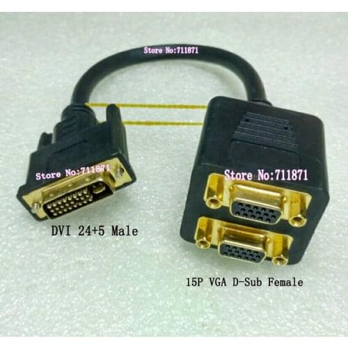 DVI VGA D-Sub tieline 24+5 DVI D-sub VGA split screen line DVI Male to VGA D-Sub Double Female Line cable wire cord