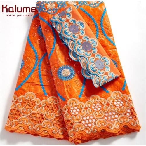 Kalume 2021 Latest African Bazin Lace Fabric Fashion Head Cloth Nigerian Bazin Riche Lace Fabric 5+2Yard For Dress H2499
