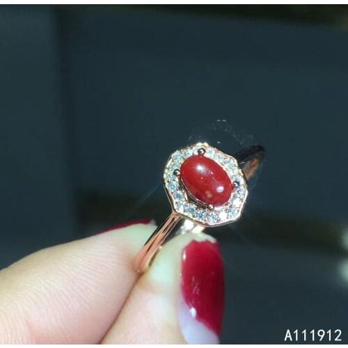 KJJEAXCMY fine jewelry natural red coral 925 sterling silver new women ring support test beautiful