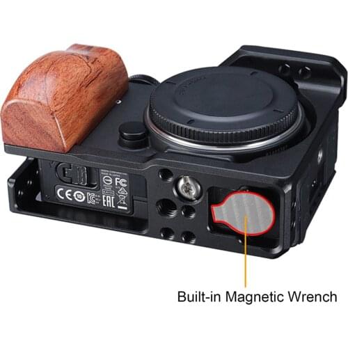 Camera Cage with Wooden Handle Microphone Light Cold Shoe Mount for SIGMA FP Camera Parts