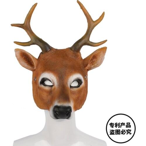Cosplay Christmas Reindeer 3D Animal Realistic Halloween Carnival Costume Ball Carnival Party Pu Foam Latex Deer Head Mask