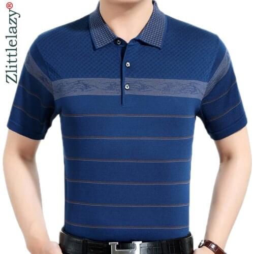 Summer polo shirt men short sleeve polos shirts striped slim fit mens pol clothes dress bodybuilding streetwear poloshirt 3710