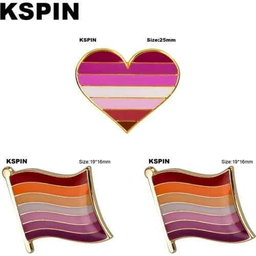LGBT Rainbow homosexual Lipstick Kiss lip Lesbian Pride Flag Pride heart shaped flag lapel pin badge pin Brooch Icons XY0633