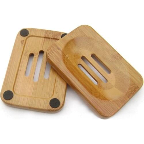 Hot sell 100PCS Natural Bamboo Dish Wooden Soap Tray Holder Storage Soap Rack Plate Box Container for Bath Shower Bathroom