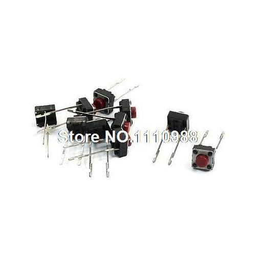 Momentary Action 2 Pins Micro PCB Tact Push Button Switch 6x6x5mm 10 Pcs