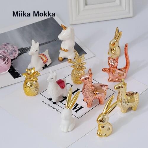 Cute Mini Ceramic Animal Miniatures Nordic Style Animal Figures Creative Handicraft Ornaments Decor Home Decoration Crafts