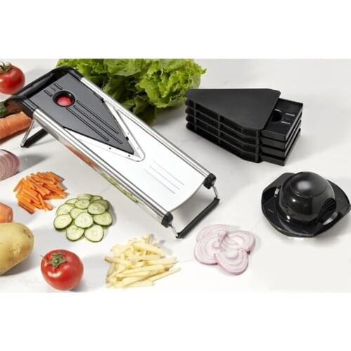 Multifunctional V Shape Slicer Stainless Steel Slice Chopper Fruit & Vegetable Cutter with 5 Blades kitchen Tool