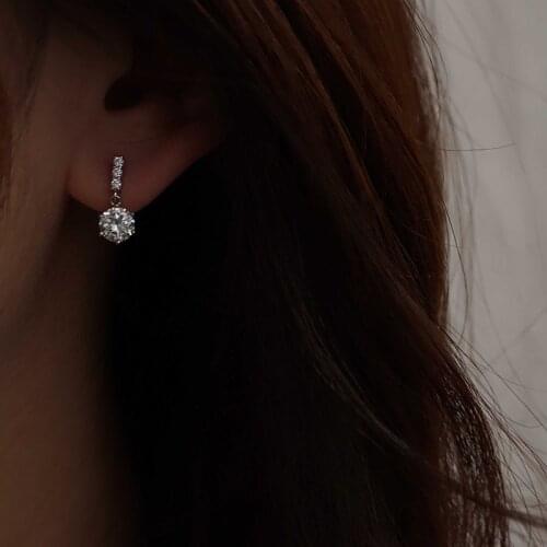 Fashion Sparkling Zircon Round Bead Tassel Stud Earrings For Women Elegant Wedding Party Jewelry Pendientes Brincos eh287