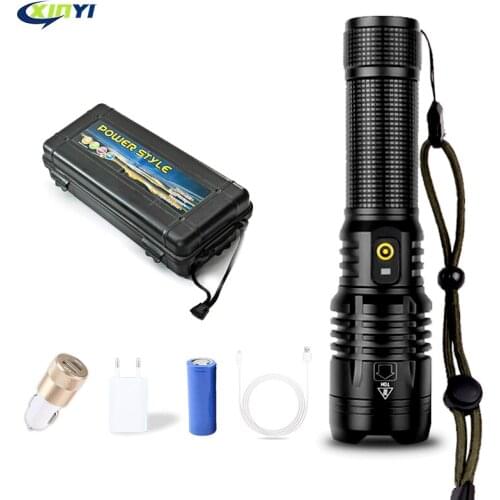 90000LM Powerful Led Flashlight XHP70/50 flashlight USB charging Zoom led torch lanter 1*26650 battery For Camping cycling Lamp