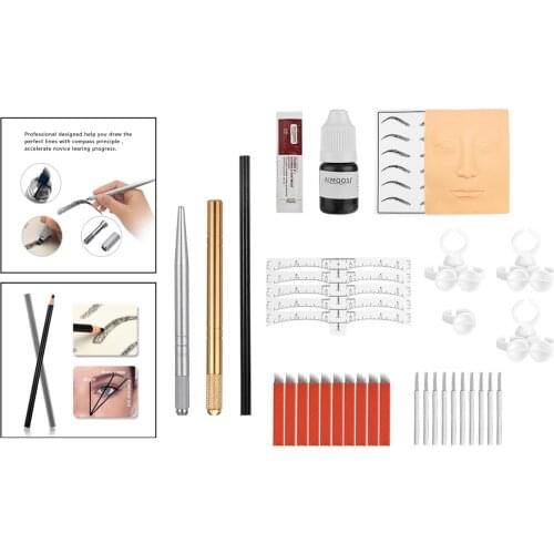 Permanent Eyebrow Tattoo Practice Kit Set Pen Needle Practise Skin Tool