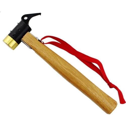 Small outdoor camping hammer multifunctional copper wooden handle camp nail tent awning puller special equipment edc tool