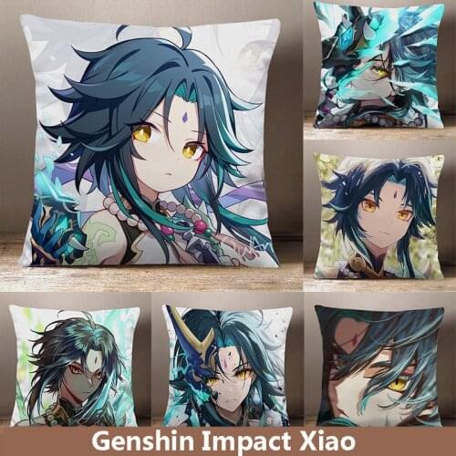 New Anime Genshin Impact Xiao Cartoon Square Throw Pillow Siesta Dakimakura Plush Peach Skin Dakimakura Sofa Cushion Cosplay
