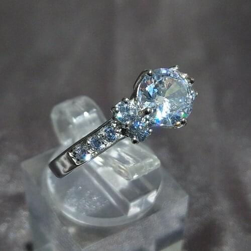 Stainless Steel Wedding Engagement Rings For Women White Gold Color AAA+Cubic Zircon Classic Fashion Jewelry