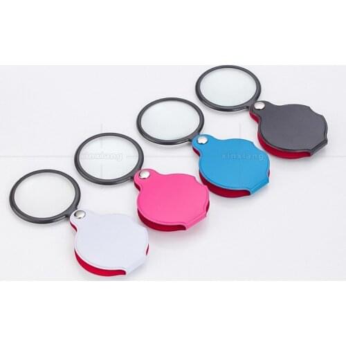 Whilesale Factory Price Explosion Mini-leather Folding Sleeve Loop Magnifier Pocket Promotion study key E-commerce Gift