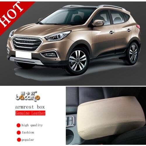 Genuine Leather Armrest Console Pad Cover Cushion Support Box Armrest Top Mat Liner For HYUNDAI 2006-2017 Tucson