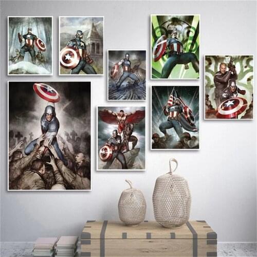 Marvel Avengers Superhero Movie Canvas Painting Captain America Posters and Print Classic Wall Art Picture for Living Room Decor