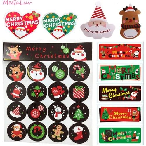 Santa Elk Christmas Sticker Wall Sticker Xmas Candy Seal Stickers Merry Christmas Seals Sticker Labels New Year Window Decor