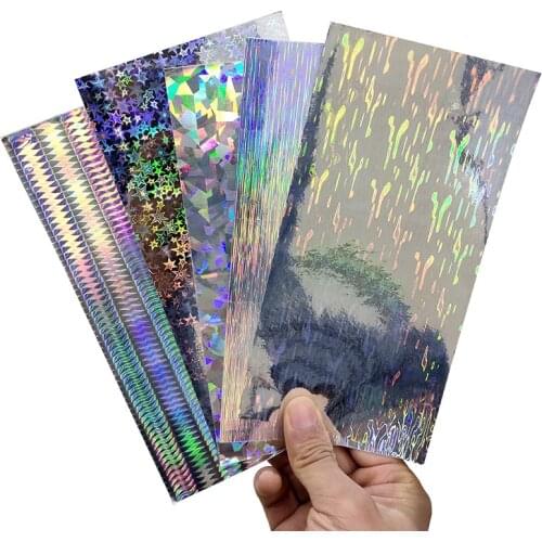 Fishing Lure Stickers 10pcs/lot 20X10cm Silver Geometric Figure Laser Holographic Sticker Fishing Lure DIY Material Accessories