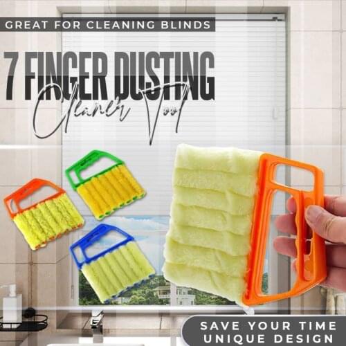 7 Finger Dusting Cleaning Tool Household Cleaning Brush Windspeed Mini Blind Cleaner Air Conditioner Duster with 7 Slats