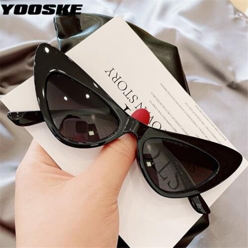YOOSKE Black Cat Eye Sunglasses Women Sexy Vintage Cateye Sun Glasses Ladies Jelly Green Eyewear Outdoor Shades Goggles UV400