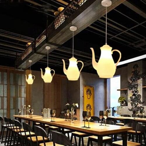 Modern Tea Cup Teapot Hanging Lamp Resin Led Pendant Lights Dining Room Kitchen Home Decor Luminaire Lighting Fixtures