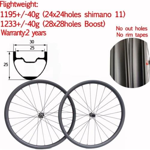 Super Light 1198g 29er Width 30mm Depth 25mm Carbon Mtb Bike Wheelset Tubeless Bicycle Disc Wheel 15x110 12x148 15x100 12x142